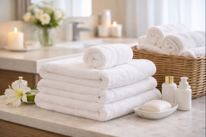 Sada bílých hotelových ručníků